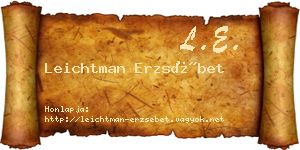 Leichtman Erzsébet névjegykártya